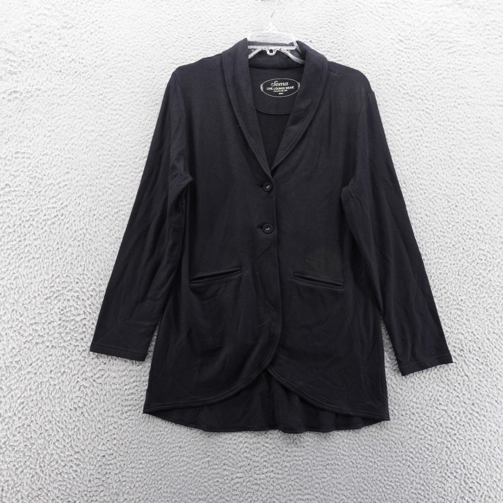 Soma‎ Live Loungewear Knit Jacket Size Small Black Womens Soft Modal Casual